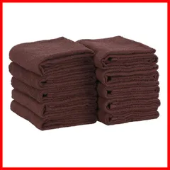 【特売】フェイスタオル 綿100% 34cm×80cm 65g 10枚セット ブラウン [ 業務用 タオル セット 無地 エステタオル サロンタオル カラータオル 洗顔タオル フェイシャルタオル コットン 耐久性 ホテル 美容室 サロン 介護 ]