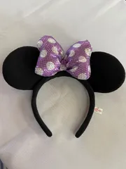 ミニーちゃん　紫リボンのカチューシャ
