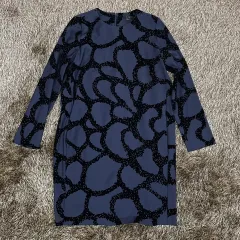 COS(コス) COS ダークネイビー ベロア パターン ワンピース 36