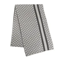 新品 グッチ GUCCI マフラー・ストール ウール ライトグレー/ダークグレー