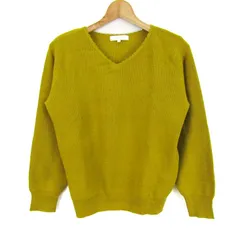 グローブ ニット トップス Vネック セーター レディース Lサイズ イエロー grove 【中古】