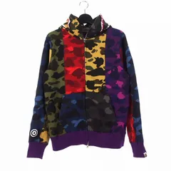 アベイシングエイプ A BATHING APE マルチカモ 切替 シャーク パーカー フーディー フルジップ M マルチカラー