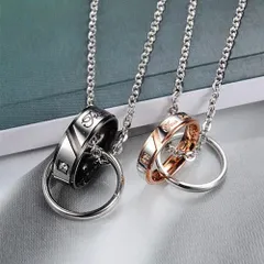 105【ペアネックレス】☆2個セット☆ ダブル ネックレス☆Love プレゼント