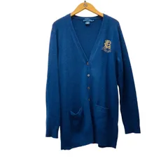 【希少】RALPH LAUREN BOYFRIEND FIT ラルフローレン ボーイフレンドフィット カーディガン ネイビー ロゴ刺繍 ゴールド RN#41381 SUPPLIER#45024 PO#45736 XL ヴィンテージ