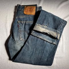 送料無料 即決 Levi's 復刻版 557 W24 L32 5ポケット ストレート デニム ダメージ ウォッシュ加工 アメカジ リーバイス インディゴ