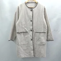 ◇ ⊇ GLOBAL WORK グローバルワーク 長袖 ノーカラーコート サイズL グレージュ系 レディース E  【1503310013245】