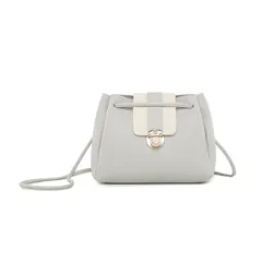 ショルダーバッグ 肩掛けカバン トートバッグ メッセンジャーバッグ 斜めがけ シンプル バックル型 調節可能 開閉簡単 日常 通勤 旅行可用 レディース（グレー+ホワイト）