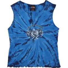 古着 ハーレーダビッドソン Harley-Davidson 花柄 タイダイ柄 スリットネック タンクトップ USA製 レディースL相当/eaa541421