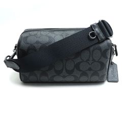 COACH コーチ アクセル クロスボディー シグネチャー ショルダーバッグ チャコール/ブラック CJ674 QBO4G  メンズ 中古 美品