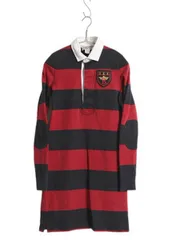 【お得なクーポン配布中!】 ラグビー ラルフローレン ワイド ボーダー ラガーシャツ ワンピース レディース XS 古着 ポロ コットン 長袖シャツ ミニ丈 ひざ上丈 ワンピ