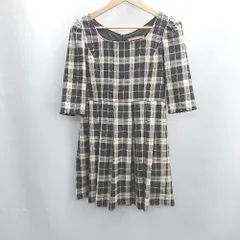 ◇ ⊇◎ dazzlin ダズリン チェック柄 ４分袖 膝下丈 ワンピース サイズS ブラック系 レディース E  【1502030010282】