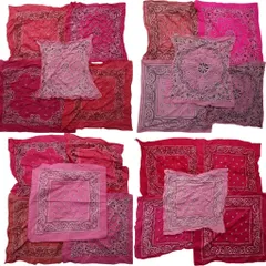 古着卸 まとめ売り ペイズリー柄 バンダナ  小物 20枚セット (ユニセックス ) ライトピンク ショッキングピンク 中古 古着 NA7887