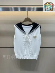 【今日特価】Chanel シャネル ネイビー風ニットベスト-1