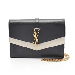 イヴ・サンローラン YVES SAINT LAURENT ショルダーバッグ YSL モノグラム 575012 ブラック/ホワイト レザー チェーンウォレット レディース Used Bのサムネイル