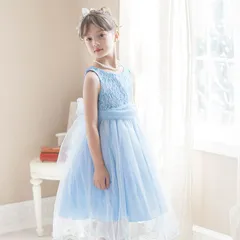 【サックス】チュールベルトドレス TAK キッズ キャサリンコテージ