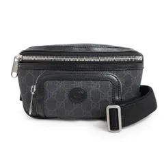 グッチ インターロッキングG 2WAY ベルト ウエスト ショルダー ボディバッグ 斜め掛け GGスプリームキャンバス ブラック シルバー金具 682933 GUCCI（新品・未使用品）