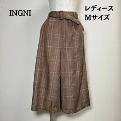 INGNI（イング）　ワイドパンツ　チェック柄　Mサイズ　レディース　ブラウン　【B-3】