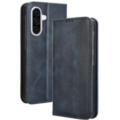 Galaxy A36 5G ケース 手帳 SC-54F チェック柄 合革 レトロ 手帳 ケース 【Color】ネイビー