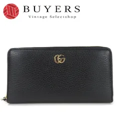 【中古】【美品】グッチ ラウンドファスナー 長財布 ジッピー ウォレット 456117 GGマーモント ブラック 黒 レザー 革 ゴールド金具 女性 レディース GUCCI long Zip Around Wallet Leather black Gold