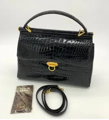 未使用 クロコダイル レザー 背ワニ 2way バッグ ハンド ショルダー 本
