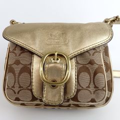 【COACH】コーチ シグネチャー ショルダーバッグ ブラウン ゴールド レザー キャンバス 11593 レディース【未使用品】7-4 41245