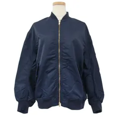 美品 allureville アルアバイル ブルゾン ネイビー 紺 2 (M) ミリタリージャケット MA-1 ナイロン アウター ジャケット 日本製 きれいめ カジュアル シンプル【レディース】のサムネイル