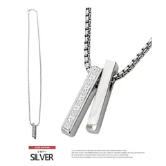 【新品】 【F シルバー】 ネックレス メンズ 2連 英字 プレート チェーン レディース ユニセックス アクセ 銀 ステンレス ペンダント 人 安い ワークマン プラス