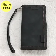 iPhoneケース レトロ 手帳型 iPhone 13 14 ブラック 黒 スマホ アイフォン ケース