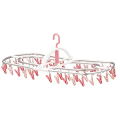 新品 隠し干し2重フレーム 干し分けピンチ 高い所に掛けやすい伸びるグリップ アルミランドリーハンガー48P 部屋干しに便利なドア掛けフック [ピンク] 48ピンチ ピンチハンガー 洗濯物干し Kogure(コグレ)