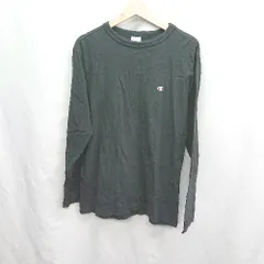 ◇ ⊇ Champion チャンピオン 胸元と袖の裾にロゴマークあり 長袖 ロングTシャツ ロンT サイズL ブラック メンズ E  【1410290027240】