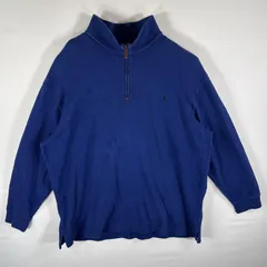 古着 ポロバイラルフローレン Polo by Ralph Lauren スウェット ハーフジップ トレーナー ワンポイントロゴ刺繍 2XB  ブルー メンズ