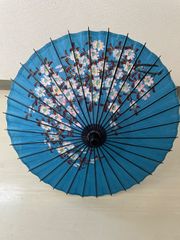 小道具　紙傘　子供用紙傘　尺二寸　手描き花柄　竹柄一本通し　日本製和傘