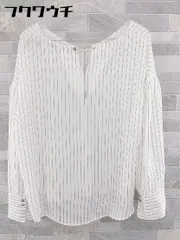 ◇ JEANASIS ジーナシス ストライプ 七分袖 ブラウス カットソー サイズFREE ホワイト ブラック レディース 【中古】 【1104140008342】