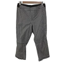 TO BE CHIC(トゥービーシック) パンツ サイズ40 M レディース - 白×黒 クロップド(半端丈)/チェック柄/フリル/リボン/ウエストゴム