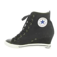 コンバース CONVERSE ALL STAR ハイヒールスニーカー ウェッジソール ハイカット レースアップ ロゴ ジップデザイン 24.5cm 黒 ブラック /MN7