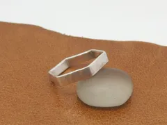 シルバーリング　六角　3ミリ幅　平打ち　鎚目【silver】