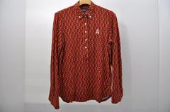 中古 レディース パーリーゲイツ PEARLY GATES 長袖ポロシャツ 1(M) オレンジ×紺×茶 ボタンダウン バイオリン