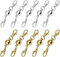 NYANDELMO ネックレス マグネット クラスプ 留め具 ロブスター ハンドメイド 10個セット(ゴールド＋シルバー,  6mm)