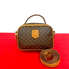 極 美品 CELINE セリーヌ ヴィンテージ マカダム ブラゾン 柄 レザー 本革 2way ミニ ハンドバッグ ショルダーバッグ ブラウン 50662