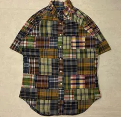 美品希少 ポロラルフローレン パッチワークインディアンマドラス ボタンダウンシャツ