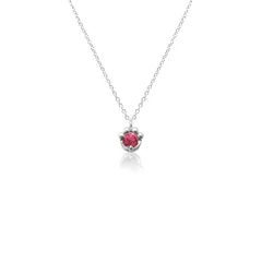 【在庫1点あり】7月 天然 の 誕生石 ルビー K10 ホワイトゴールド 猫 の 肉球 モチーフ キラキラ 華奢 アズキチェーン 美輪宝石