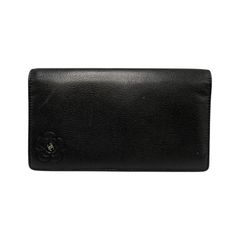 シャネル CHANEL 長財布 カメリア ココマーク レザー ブラック レディース