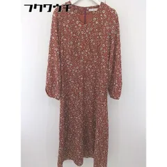 ◇ N. Natural Beauty Basic バックジップ 花柄 Vネック 長袖 ロング ワンピース サイズM ブラウン アイボリー レディース  【中古】 【1111220016692】