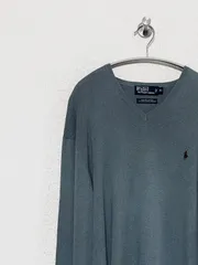 【Polo RALPH LAUREN】90s Vネックコットンニット XL ポロラルフローレン ビックサイズ 古着