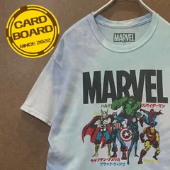 US古着 マーベルMARVEL  アメコミキャラクター カタカナテキスト半袖tシャツ タイダイ柄水色L