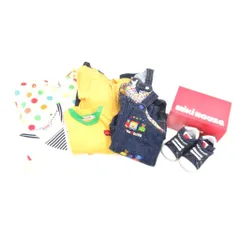 ミキハウス mikihouse 7点セット ロンパース サロペット 70 80 スニーカー シューズ 12cm 白 ホワイト 黄 イエロー 紺 ネイビー /AE