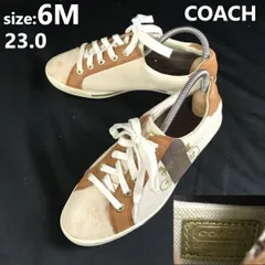 COACH/コーチ★キャンバス&レザーシューズ/スニーカー【size:6/23.0/beige/ベージュ】sneakers/Shoes/trainers◆sD-059<sale>