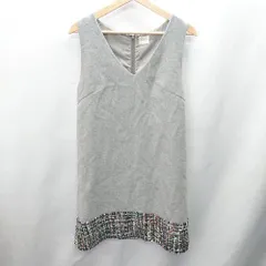 ◇ Liala x PG リアラ バイ ピー ジー ツイード Vネック 綺麗め 膝丈 ワンピース サイズM グレー系 レディース E  【1405140048575】のサムネイル