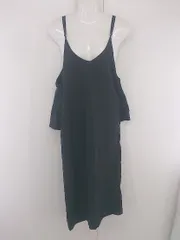 ◇ La-gemme ラジェム 低身長向け リネン混 キャミソール 膝下丈 ワンピース サイズC ブラック レディース E  【中古】 【1305250005836】