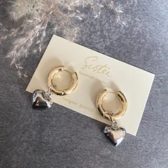 【リングハートピアス 2way】フープ メタル 大人カジュアル